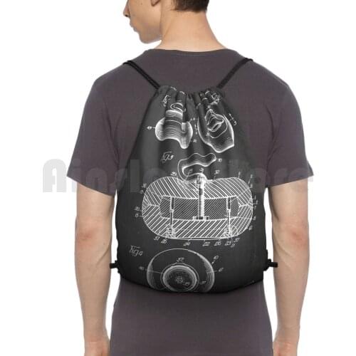 Curling Stone Patent Backpack Drawstring Bag Riding Climbing Gym Bag Blueprint Vintage Wall Decorative Patent Patent Modern
