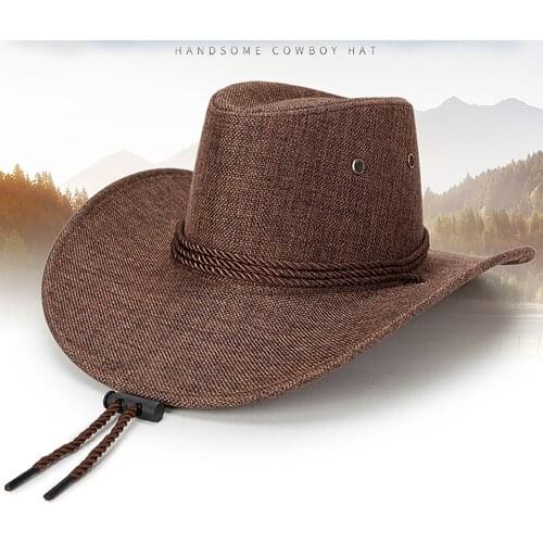 Flax Large Brim Cowboy Hat Falt Top Mens Vintage Felt Wide Brim Bucket Hats Man For Men Women Fedora Swanowing