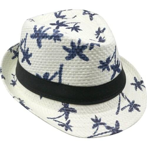 2018 hot sale Summer straw Sun hat kids Beach Sun hat Trilby panama Hat handwork for boy girl Children 4 colour