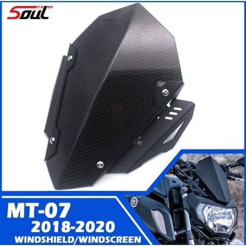 Motorcycle Carbon Fibre Aluminium Sports Windshield Viser VIsor WindScreen Fits For YAMAHA MT07 MT-07 FZ07 2018 2019 2020