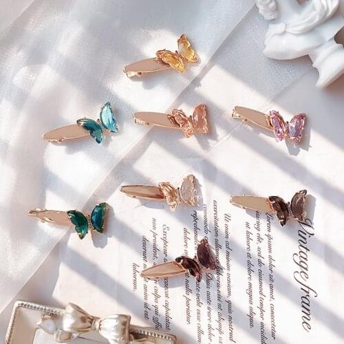 Hair Clip for Women Lovely Girl Glass Butterfly Hairpin Cute Fashion Student Hair Pin Jewelry Accessorie Wholesale