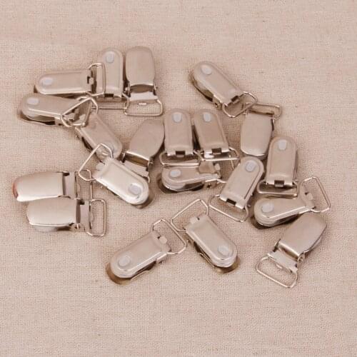 20 Pieces Silver Metal Brace Dummy Suspender Clips Holder Strap Grips Craft 1.5cm