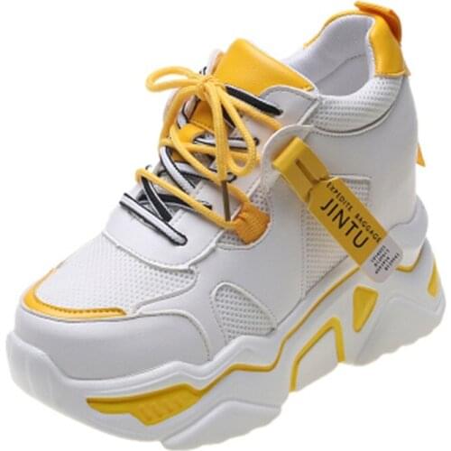 Harajuku Women Wedges Sport Shoes For Woman Increasing shoes Chunky Dad Sneakers Ladies Breathable Mesh Platform Casual Shoes