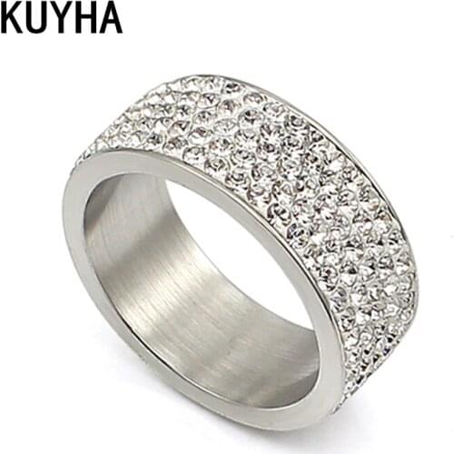 New Fashion Vintage Women Silver Color Crystal Ring Shiny Design Rhinestone Crystal Rings Punk Style Jewelry Size 6-10