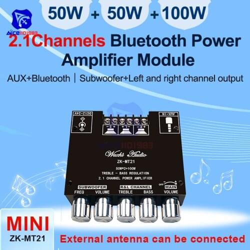 ZK-MT21 Bluetooth 5.0 Subwoofer Sound Amplifier Board 50WX2+100W 2.1 Channel Power Audio Stereo Amplifier Tone Board Bass AMP