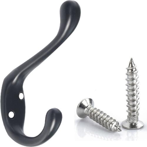1 pcs Simple Black SinGle Clothes Coat Hook Hook Wall HanGinG Wall Door Wardrobe Bathroom Coat Hooks Wall HooksHeavy Duty Black