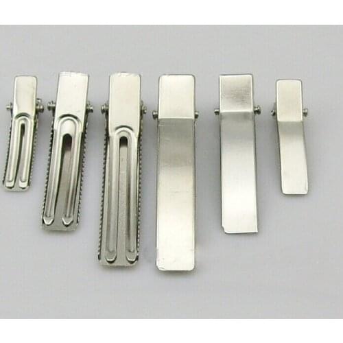 100pcs high quality 1.9" Silver Metal strong double Prong Hair Alligator Clips Girl Hair Pins Headwear diy Accessories FJ3221