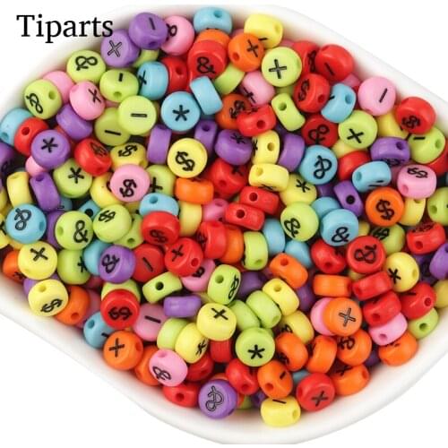 100pcs/Mixed Letter Acrylic Beads Round Alphabet Symbol Cube Cross Spacer Beads For Jewelry Making Handmade Diy Bracelet