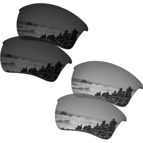 SmartVLT 2 Pairs Polarized Sunglasses Replacement Lenses for Oakley Half Jacket 2.0 XL Stealth Black and Silver Titanium