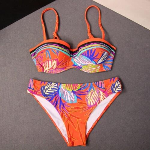 2021 Women Flower Print High-Waisted Hollow Swimsuit Girl Beach Bathsuit Swimwear Sexy Two Piece Bikini Set Biquinis купальник