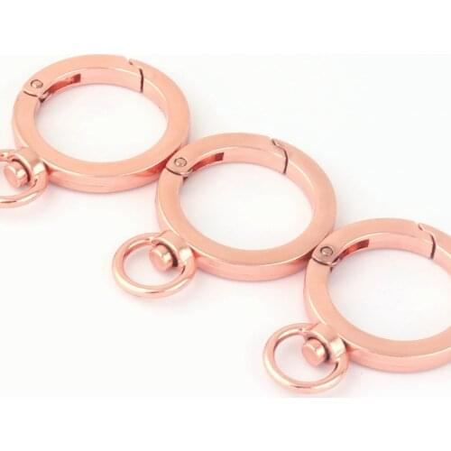 25mm Rose Gold Round Spring Gate Snap Hook Gate O Ring,Metal Purse Swivel Clasp Webbing Hook Bag Spring Buckle for Handbag 4Pcs