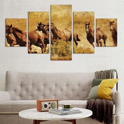 5 Pcs Horse Painting Canvas Wall Art Picture Home Decoration Living Room Canvas Print antique Painting--Large Canvas Unframed