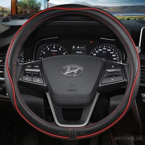 PU Leather Car Steering Wheel Cover For hyundai Solaris Veloster ix35 ix25 Kona Accent i40 Santa Fe ioniq getz Auto Accessories