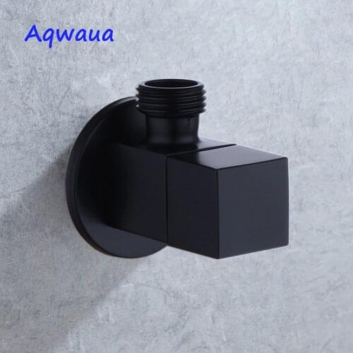 Aqwaua Black Stop Valve Faucet Angle Valve Brass Diverter Toilet Valve Shower Head Connector Solid Brass Attachement on Crane