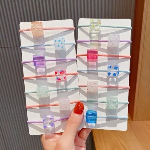 CYGJFC 3PCS/SET Woman Girls Square Hair Ties Rubber Band Cute Fruit Scrunchie Women Hair Accessories Elastic Hairband Headwear