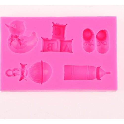 DIY Baby shoes, baby bottles ABC letters chocolate cake decorating tools DIY baking fondant silicone mold F0454