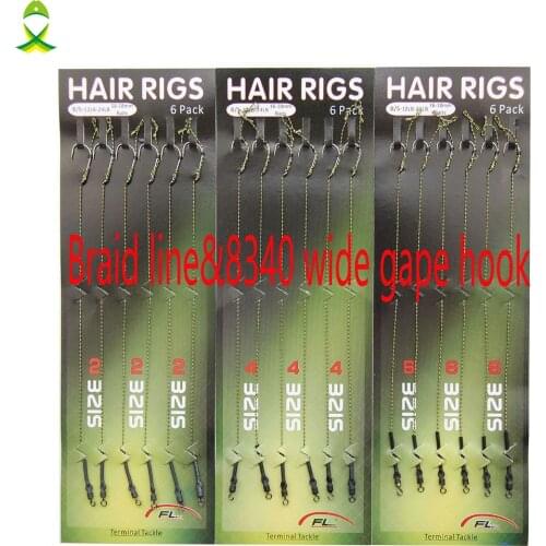 JSM 18pcs 3packs Carp Fishing Hair sabiki Rigs Braided Thread High Carbon Steel rigs fishing hook with line Swivels