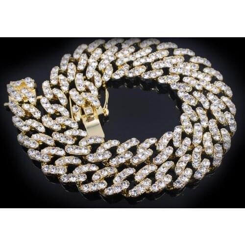 Bubble crystal stone link Miami curb cuban chain 12mm rap rock punk hiphop necklace mens choker jewelry dancer singer gift