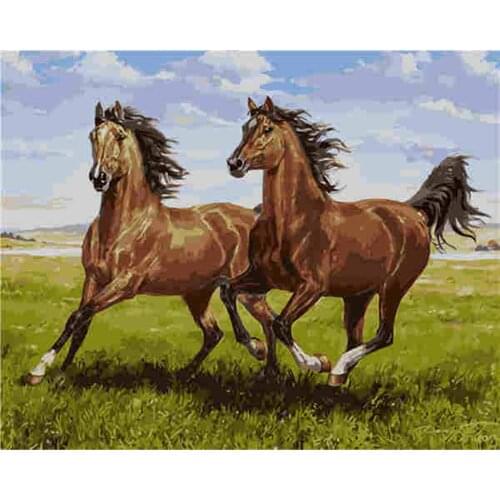 Paint By Number Living Room Kids Room Kit Canvas Wall Art Coloring Acrylic Paint Brush Canvas Diy Gift 40x50cm Animals Steed