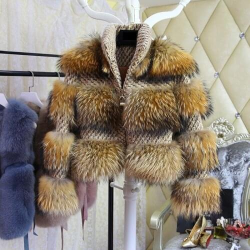 New Coming Fashion Wool Short Raccon Fur Coat Luxury Thickened Warm Clothes Women Thick Warm Streetwear 2020 Winter Jackets