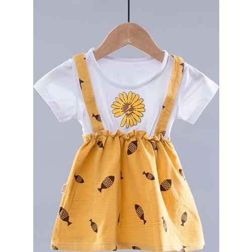 Baby Girls Sleeveless Flower Print Dresses Clothes Kids Summer Princess Dress Children Party Ball Pageant Dress Outfit 1-6years
