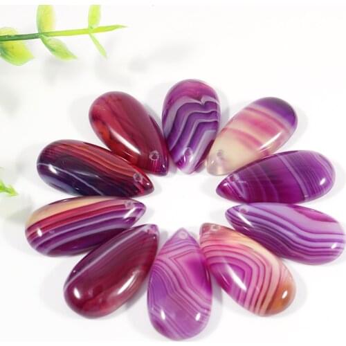 Fubaoying Natural Stone Pendant Purple Strip Agates Necklace Charms For Jewelry Making DIY
