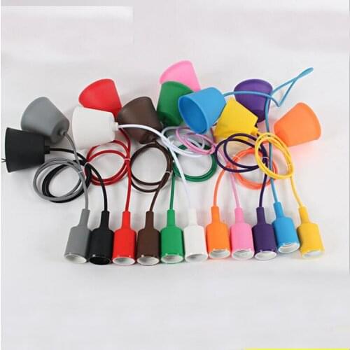 Restaurant Pendant Droplight Lamp Head 1 Meter Cable Silica Gel Wire E27 Lamp Base Holder 5pcs