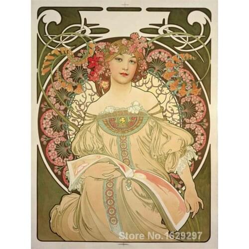 Portrait art abstract Champagne Printer Publisher by Alphonse Mucha High quality Handmade