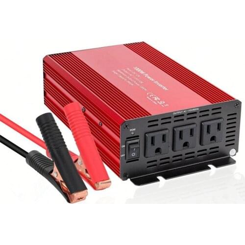 Hot Selling 1000W 12V 24V Dc to 110V 220V Ac Power Inverter with 3 Ac Outlet Auto