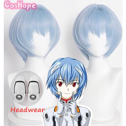Rei Ayanami Cosplay EVA Cosplay Women 30cm Short Blue Wig Cosplay Anime Cosplay Wigs Heat Resistant Synthetic Wigs Halloween