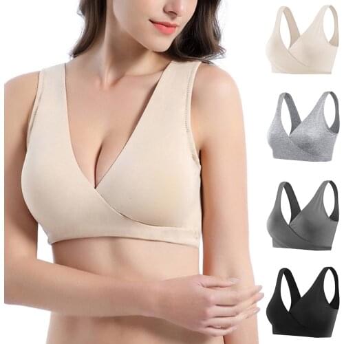 Sexy Push Up Bra Women Pregnant Plain Color Bra Maternity Nursing Bras Vest Tops Without Steel Ring Cross Nursing Sleep Bra