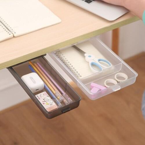 Hidden Desk Organizer Storage Drawers for Cosmetics Stationery Boxes for Office Study Storage Plastic for Kitchen Table Shelf