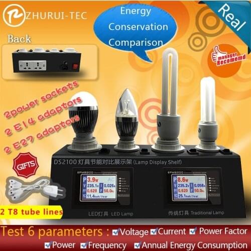 ZHURUI DS2100 LCD two power meters ,LCD watt meter ,led lamp tester , replace for led demo case / led tester