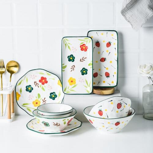 Japanese bowl plate, ceramic tableware set household eating dishes, baking Western sushi plates salad plates japanese dish set