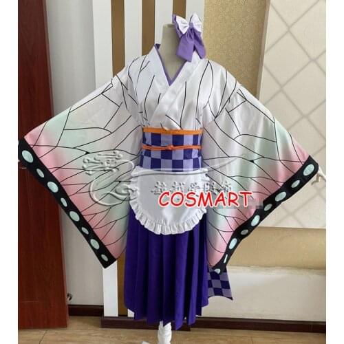 Demon Slayer Kimetsu no Yaiba Kochou Shinobu Maid Uniform Dress Cosplay Costume Halloween Party Suit For Women Outfit Customized