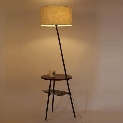 Nordic Vertical Floor Lamps Racks Solid Wooden Fabric Floor Lights For Living Room lamparas de pie