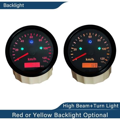 Waterproof 85mm GPS Speedometer Odometer 125km/h for Car Snowmobile Motorcycle Buggy Mileage Adjustable High Beam Turn Light