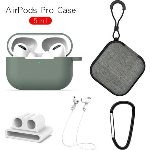 AirPods Pro Protective Sleeve Anti-lost Rope Storage Bag Silicone 5-piece Set Anti-drop Apple Bluetooth Headset Case