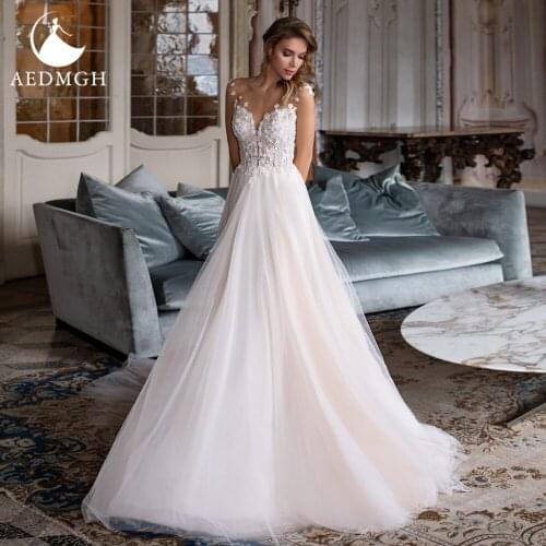 Aedmgh A-Line Beach Wedding Dresses 2021 Sweetheart Cap Sleeve Court Train Bridal Dress Beaded Appliques Boho Vestido De Novia