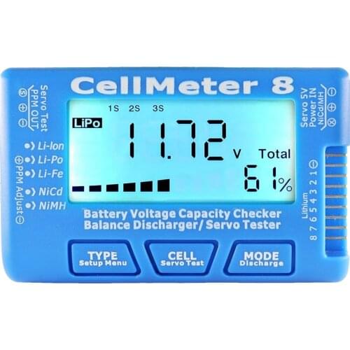 LCD Digital Battery Capacity Checker RC CellMeter 8 Digital LiFe Li-ion Nicd NiMH Battery Voltage Tester Checking CellMeter
