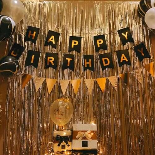 Gold foil red silver foil rain curtain tassel birthday party room decoration wedding background decoration supplies