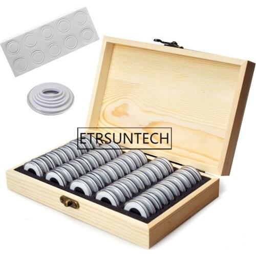 10pcs Wood Coin Holder Coins Ring Storage Box 20/30/50/100 Coin Capsules Accommodate Collectible Commemorative Coin Box