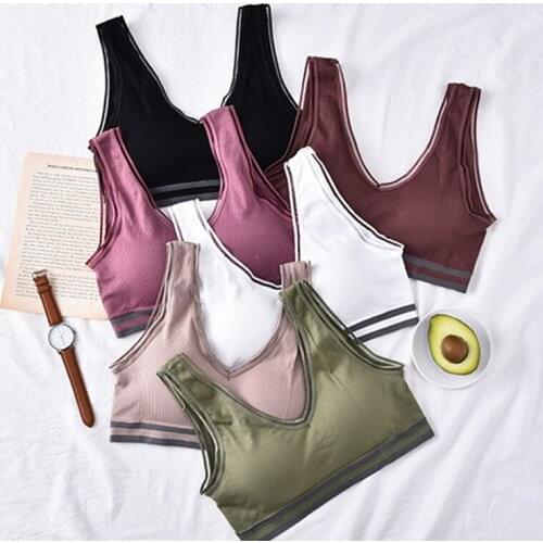 2pcs Women Tops Fashion Tank Crop Tops Padded Bra Female Push Up Bralette Cami Girls Lounge Solid Color Wirefree Top Streetwear
