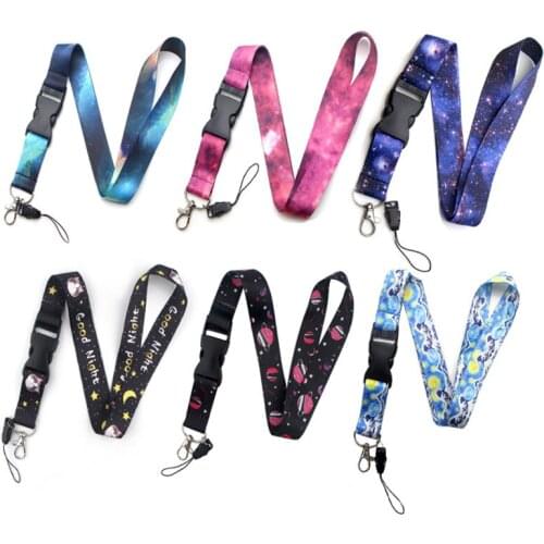 200pcs Cartoon Cat Starry Sky Multifunction Lanyards Bulk Mobile Phone Accessories Cute Lanyards for Key Strap Rope Neckband