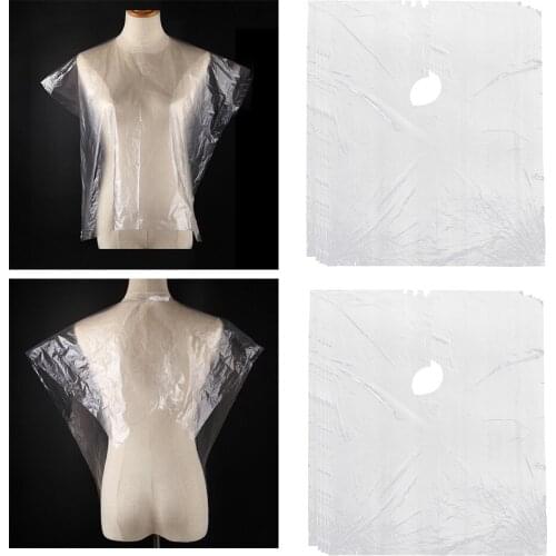 300PC Disposable Hair Cutting Cape Transparent Hair Salon Gowns Capes Apron