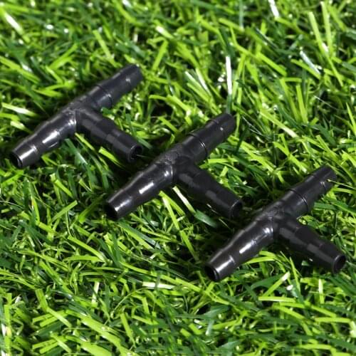 50 Pcs Plastic Garden Hose Nozzle Straight Tee Connector 4/7mm Pipe Fitting Micro Drip Irrigation Joint Garden Water Connectors
