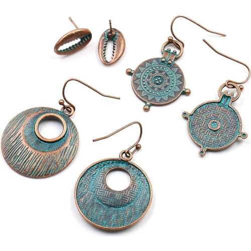 Antique Copper Earrings Hot Selling Combination Round Retro Earrings Jewelry Manufacturer Wholesale