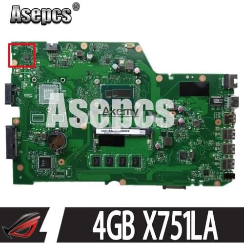 Asepcs I5-4210/4200U 4GB X751LA motherboard REV:2.0 For Asus X751L X751LD X751LX X751LK X751LA K751L laptop motherboard X751LD
