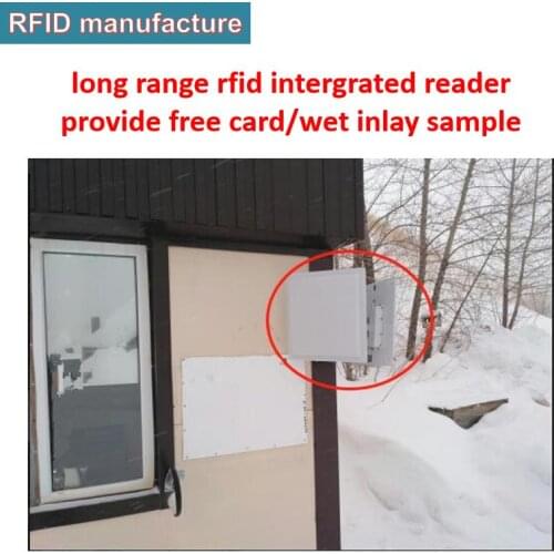 Vehicle parking warehouse Access Control wiegand26 rs232 long range uhf rfid integrated reader build-in 9.2dbi rfid uhf antenna