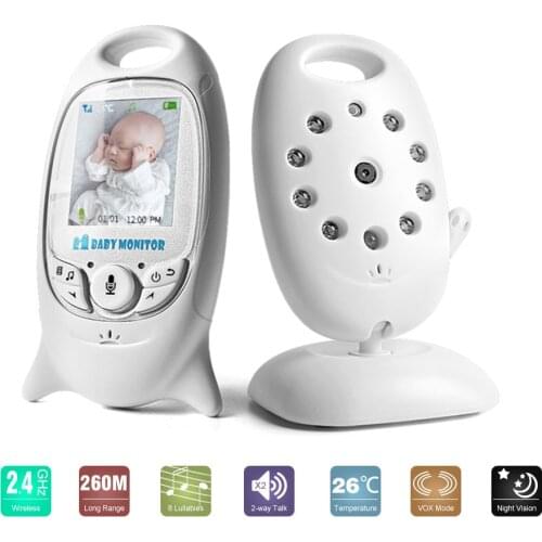 Wireless Video Baby Monitor with 2.4 inch 2 Way Talk Night Vision IR LED Temperature Monitoring Color Security Camera VB601